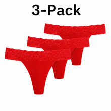 Load image into Gallery viewer, 3-Pack Lace Period Thong–30ml Absorbency | OEKO-TEX Certified(FREE Stain-Removal Soap &amp; Laundry Bag)
