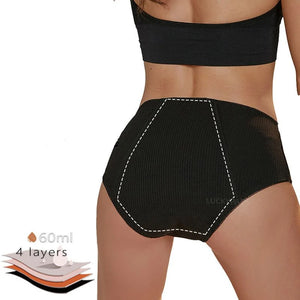 Back View of luckypads women period underwear, Black