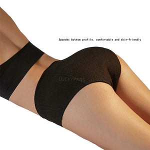 Back View of luckypads women period underwear, Black