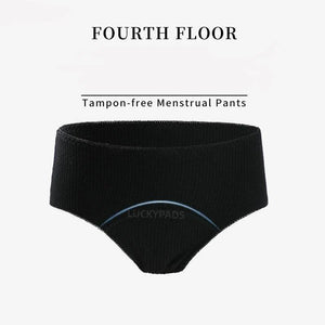 Front View of luckypads women period underwear, Black