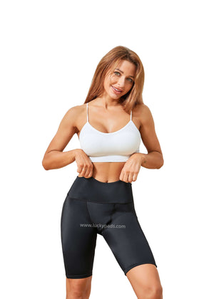 Front View of luckypads yoga absorbent underwear，Black